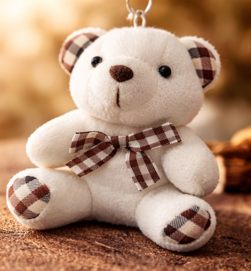 Cute Teddy Bear Keychain – Soft Plush Keyring for Bags, Keys & Gifts