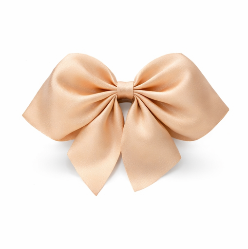 Elegant Champagne Satin Bow Hair Clip with Premium Glossy Finish for Women