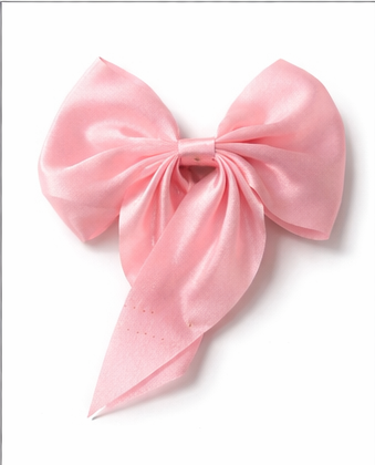 Elegant Pink Satin Bow Hair Clip with Soft Glossy Finish for Women