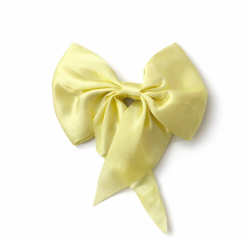 Elegant Yellow Satin Bow Hair Clip for Women with Stylish Party Wear Look