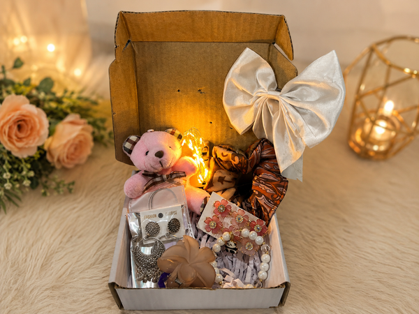 🎀 Cute Girls Surprise Gift Hamper Box | Teddy, Accessories & Jewelry Collection 🎁