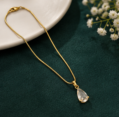 Elegant Teardrop Crystal Pendant Necklace for Women